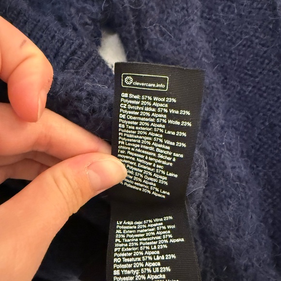 And Other Stories Navy Blue Wool Cable Knit Cardigan - Picture 4 of 5